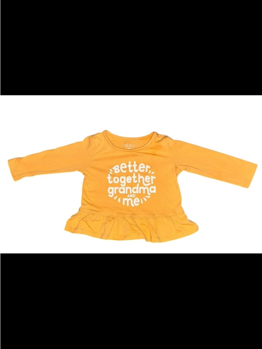 Okie Dokie Baby Girl Top 12M Mustard Yellow Peplum Long Sleeve “Better Together”